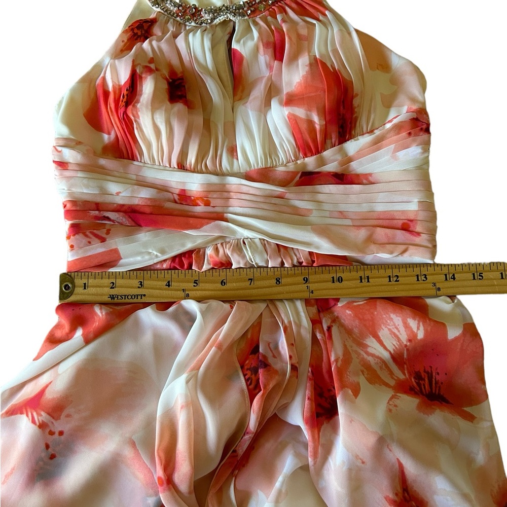 Eliza j fairycore floral romantic layer flowy maxi sz 4 dress whimsical coral - Picture 10 of 16
